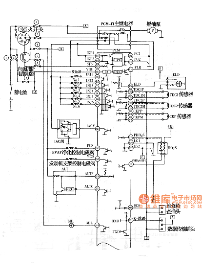 Accord V6 engine electronic control system circuit diagram