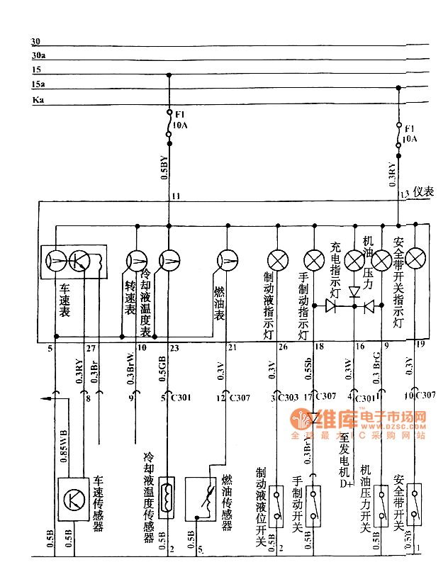 Chery QQ instrument circuit diagram 1