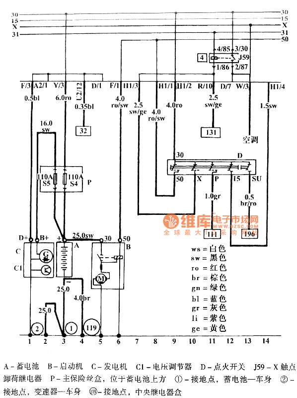 Jetta power and start-up system circuit diagram