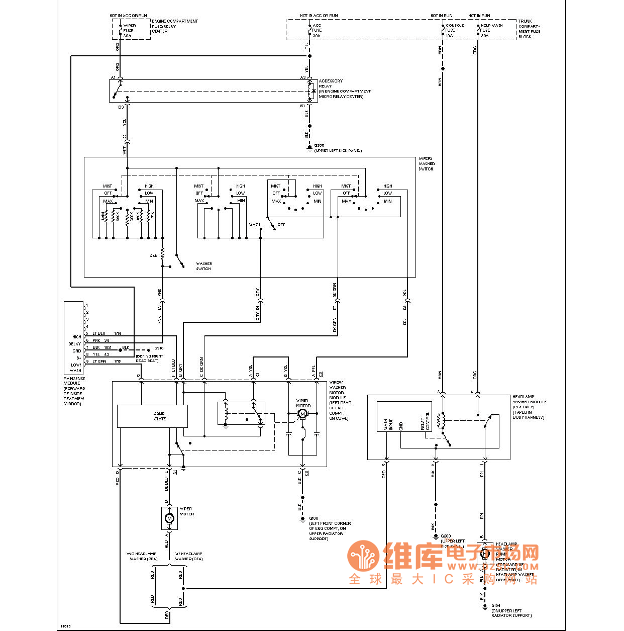 Katillac wiper cleaner circuit diagram (with rain induction)