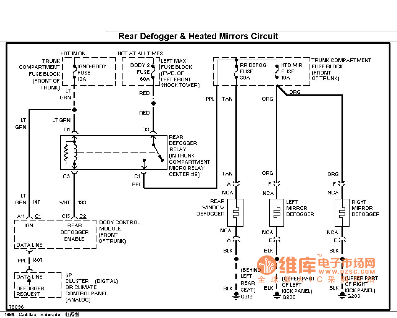 Ketrilac rear defogger and rearview mirror heating circuit diagram