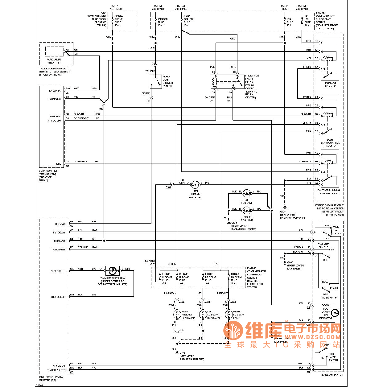 Cadillac headlight circuit diagram