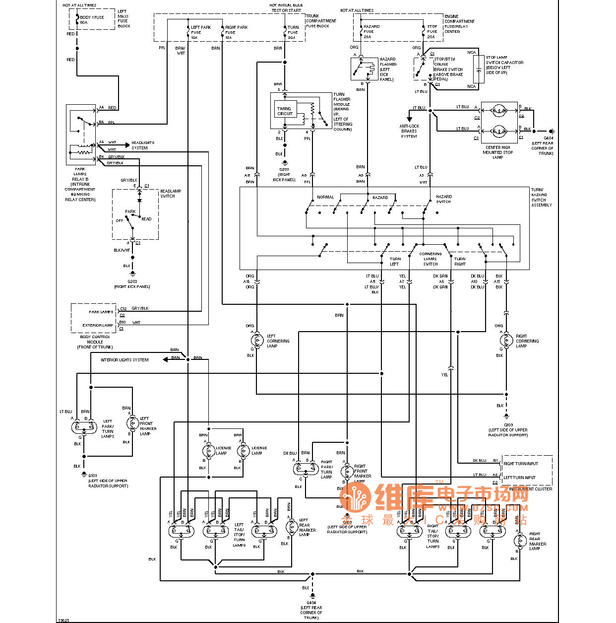 Katillac external light circuit diagram