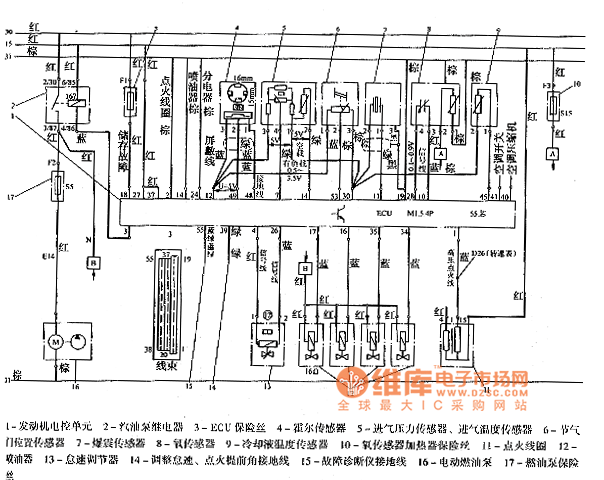 Santana 2000 Series M1.5.4 engine circuit diagram