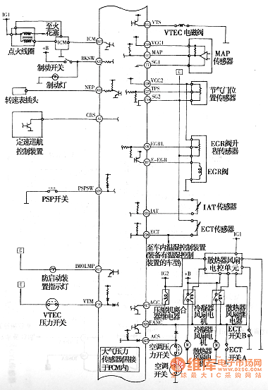 Honda Accord V6 engine electronic control system circuit diagram (2)