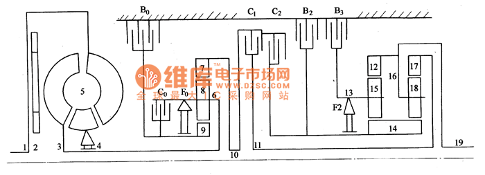 Toyota Coaster A441E automatic transmission structure circuit diagram