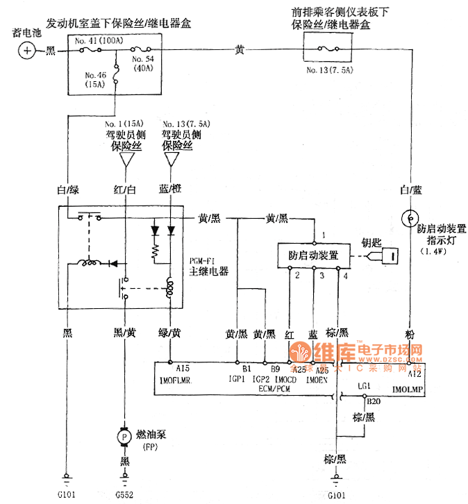 Odyssey anti-start control system circuit diagram