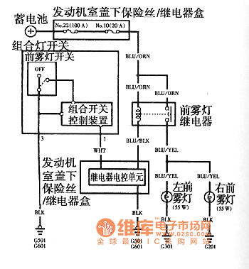 Front fog lamp circuit diagram of Odyssey 2003 model