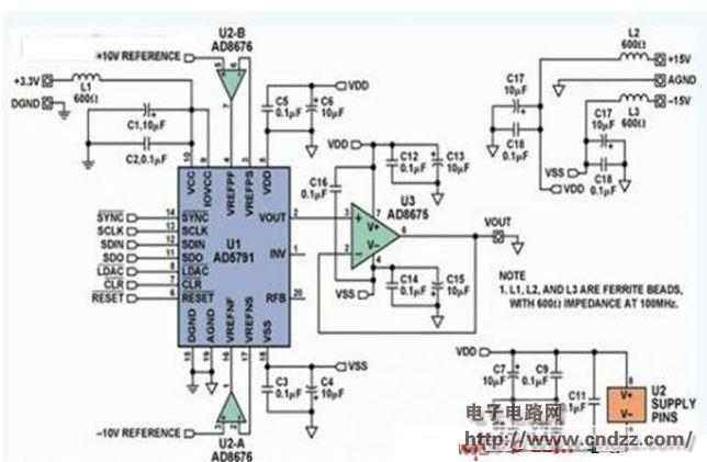 </p><p>Performance Indicator</p><p >The circuit shown in Figure 1 provides 1ppm performance. The key technical indicators are integral nonlinearity, differential nonlinearity and 0.1Hz to 10Hz. Peak-to-peak noise. </p><p> In Figure 1, U1 is a 20-bit DAC with a 1ppm linearity specification. U2 is a precision dual-channel amplifier that acts as a drive-detect buffer for the DAC reference input. U3 is a precision output buffer that is used to drive the load. Its key requirements are similar to the reference buffer, which includes low noise, low offset voltage, low drift, and low input bias current. </p><p>Although less than 1ppm of precision components are available, building a 1ppm system is not an easy task and should not be taken lightly. The main sources of error in 1ppm precision circuits are noise, temperature drift, and thermoelectric voltage. (Please read the PDF for details)</p> </div> </div> <div class="tech-detail-share"> <!-- Baidu Button BEGIN --> <div class= "bdsharebuttonbox"> <a href="#" class="bds_qzone" data-cmd="qzone" title="Share to QQ Space"></a> <a href="#" class="bds_tsina" data- Cmd="tsina" title="Share to Sina Weibo"></a> <a href="#" class="bds_weixin" data-cmd="weixin" title="Share to WeChat"></a> <span>Share to:</span> </div> <script>window._bd_share_config = { "common": { "bdSnsKey": {}, "bdText": "", "bdMini": "1", " bdMiniList": false, "bdPic": "", "bdStyle": "2", "bdSize": "16" }, "share": {} }; with (document) 0[(getElementsByTagName(