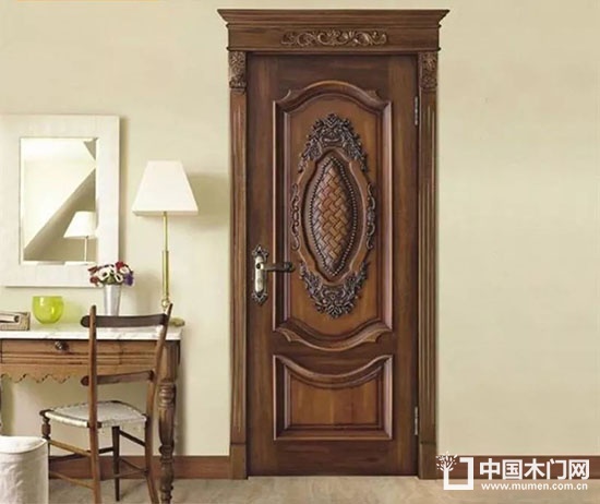 Carved wooden door