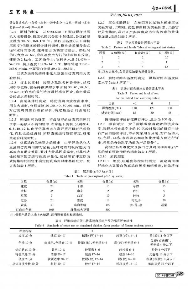 Study on Simulation of Roast Chicken by High-humidity Extrusion of Fibrous Soy Protein