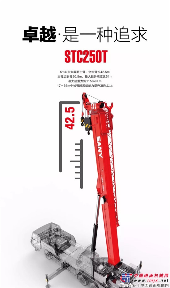 Sany STC250T truck crane: red steel cannon, good helper to make money