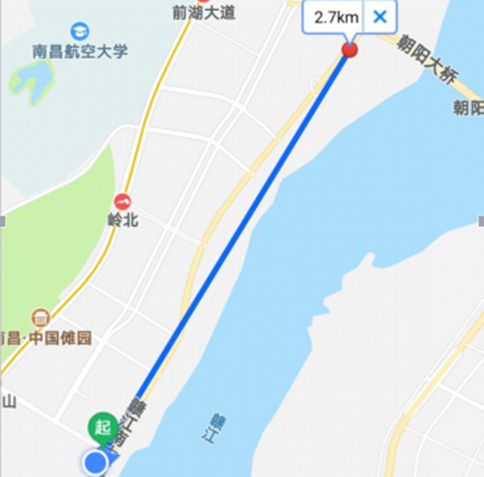 2.7 km distance