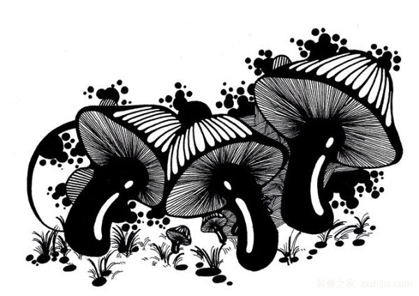 Black and white decorative painting picture