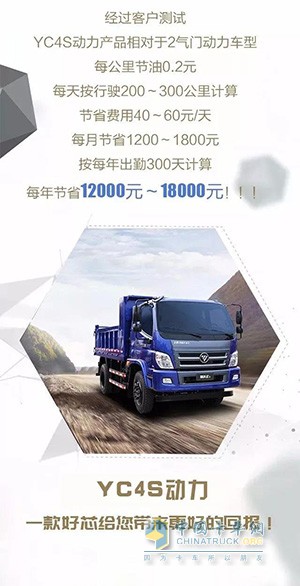 Yuchai YC4S five-year engine saves 1,200-18,000 yuan annually
