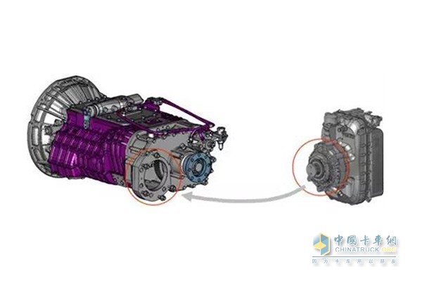 The DT14 gearbox with the hydraulic retarder is the downhill artifact