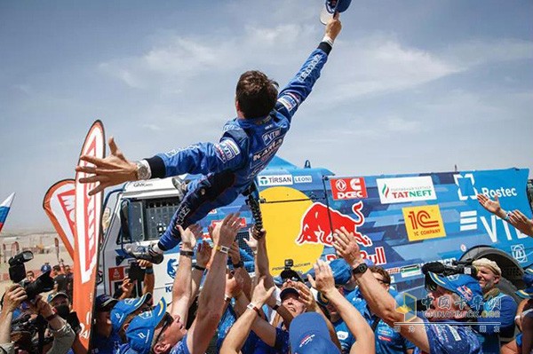 The rider celebrates to win the championship