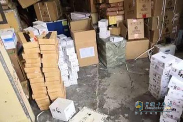 Counterfeit products stacked in the warehouse