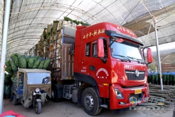 The vehicle is loaded with flowers and green plants on the return road, the total weight of the car is still 49 tons.