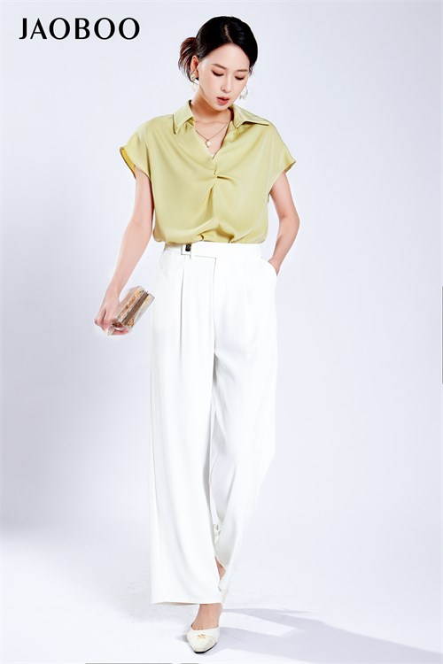Light Green Shirt with High-Waisted Pants
