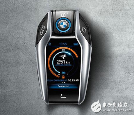 The BMW i8 is equipped with a car key with a liquid crystal display