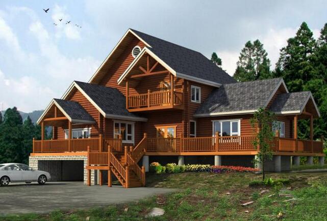 The natural wood villa decoration is a romantic atmosphere.