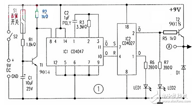 Cd4047 application circuit diagram (signal control circuit diagram, inverter circuit diagram)