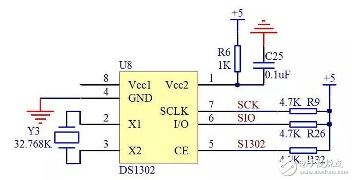 Detailed description of the clock circuit diagram with ds1302