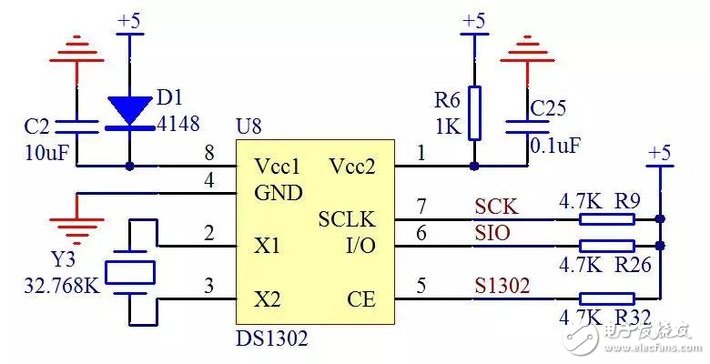 Detailed description of the clock circuit diagram with ds1302