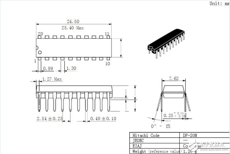 74hc164 package size