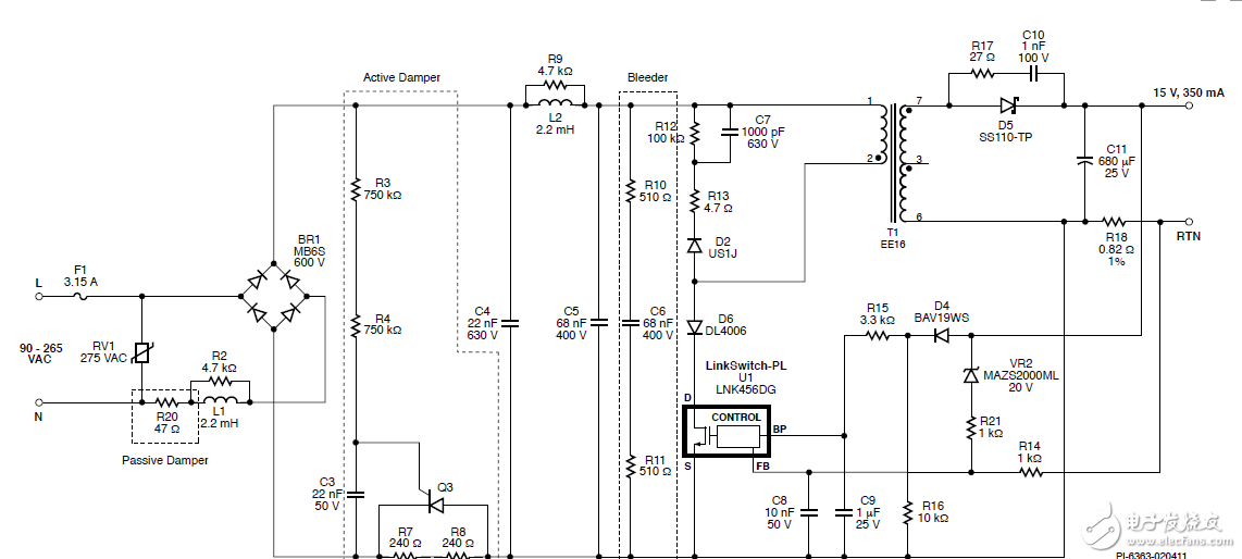 LED typical thyristor dimming design case based on LinkSwitch-PL