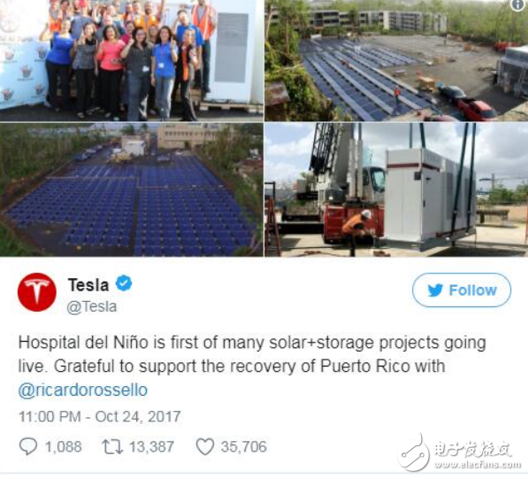 Tesla builds a solar farm in Puerto Rico to supply electricity to children's hospitals