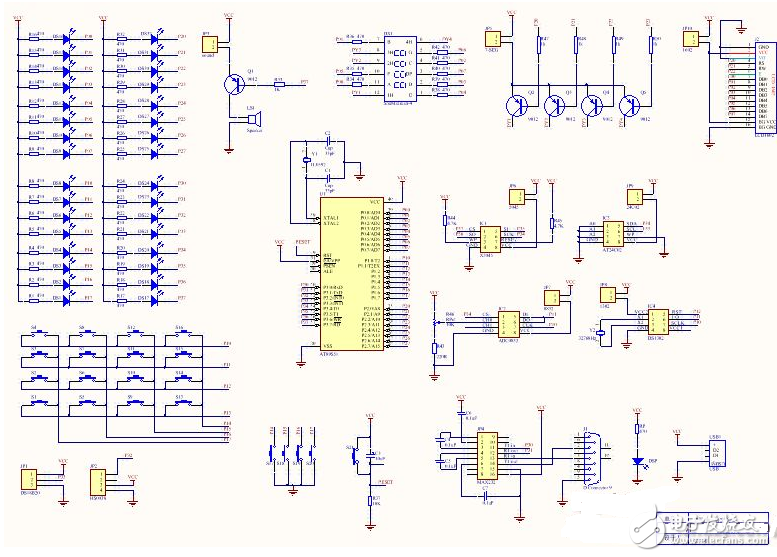 51 single chip integrated development board circuit (schematic diagram + PCB)