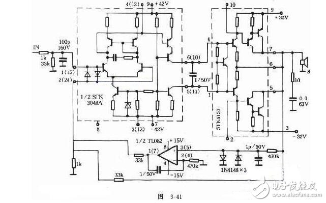 The uPC1225H is a 50W audio driver circuit introduced by NEC. The chip has a perfect protection link inside. The peripheral circuit is slightly more complicated, but the output voltage deviation of the uPC1225H is only Â±5mV. The extremely wide power band and extremely high slew rate make it It is warmer, softer and more resistant than the LM3886.