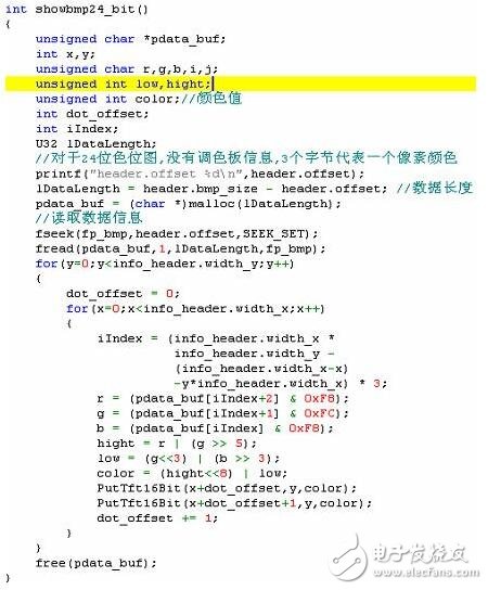 The subroutine of the display part of the system is related to the font data structure. Here, the ASCII character display subroutine and the subroutine displaying the Chinese character font separately are listed. According to these two subroutines, the display program realization principle of the display part can also be seen.