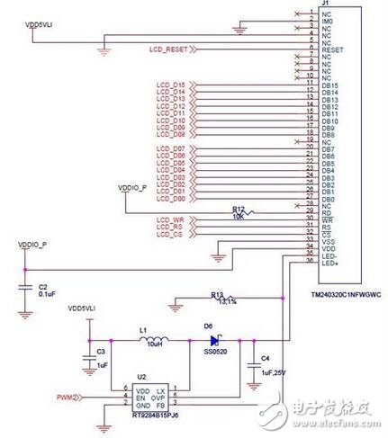 The RT9284B15PJ6 chip is a highly efficient and highly integrated LED driver equivalent to an LED switch. LCD backlight circuit schematic As shown in Figure 1, the LCD backlight is connected to the two pins of the RT9284B15PJ6 chip, and one of the pins of the chip is connected to the PWM. We mainly use the PWM related registers to generate waveforms with different effects to indirectly control the brightness of the backlight, so we will mainly introduce the PWM below.