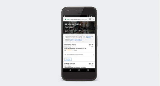 Google Maps now allows users to book fitness classes