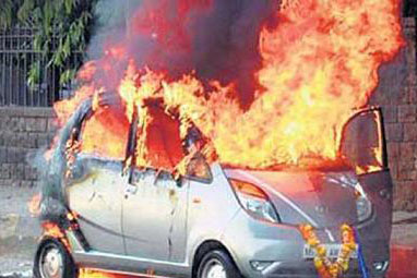 Tata Nano Compact Car Reveals Spontaneous Fire Event