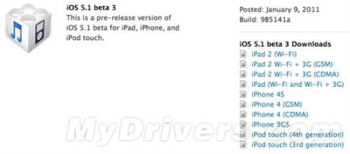 iOS 5.1 Beta 3 release: iPad 3 or will be built Siri