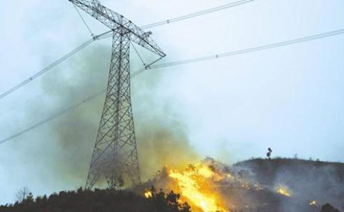 Transmission line against mountain fire monitoring system