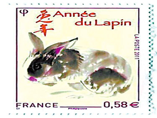 Collection of taste: colorful rabbit stamps