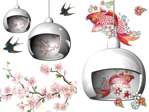 Japanese style lamps inspired by geisha