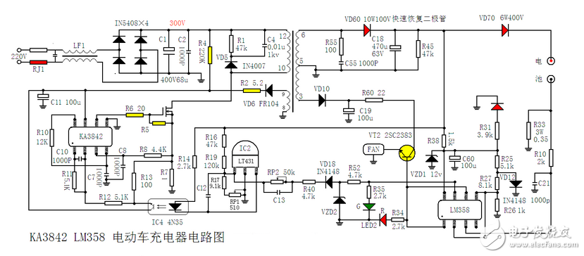 Ka3842_lm358 electric car charger circuit