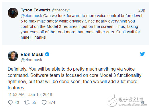 Musk promises to adjust the control and function of Model 3 by enhancing the voice