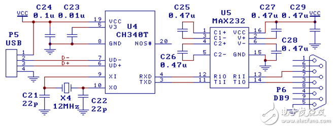 Usb to ttl circuit map Daquan (RS232 / serial / CH340T / PL2303)