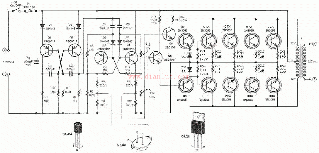 Car 12V inverter circuit diagram