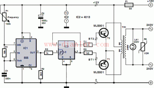 12V to 220V inverter circuit