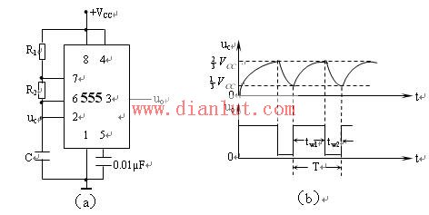 Multi-vibrator circuit composed of 555