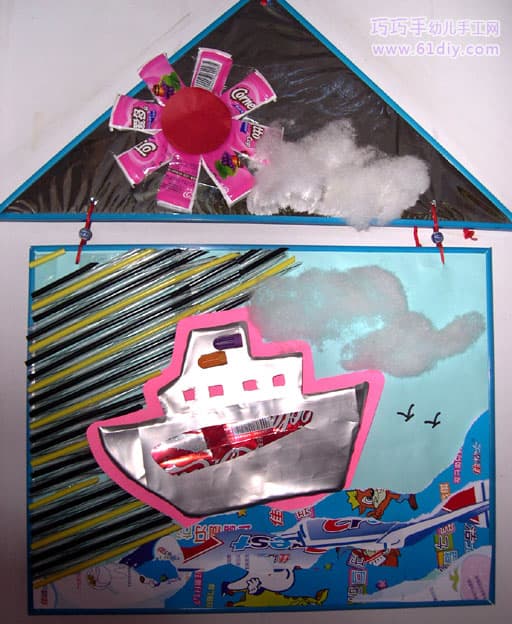 Cans hand-painted - sea and steamship