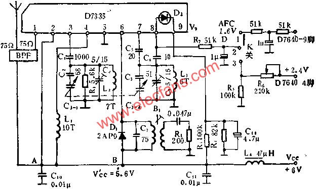 Application of D7335 FM High Frequency Tuner Circuit 